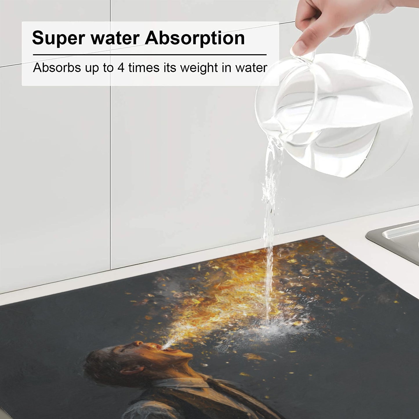 2-pack Water-Absorbent Kitchen Drying Mat β Anti-Slip Microfiber Dish Mat for Countertops β Fast Drying & Foldable β Artistic Design β 18x16 Inches
