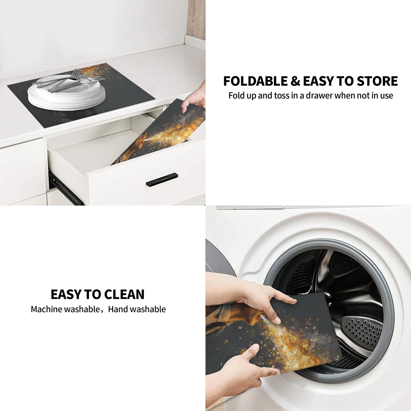2-pack Water-Absorbent Kitchen Drying Mat β Anti-Slip Microfiber Dish Mat for Countertops β Fast Drying & Foldable β Artistic Design β 18x16 Inches