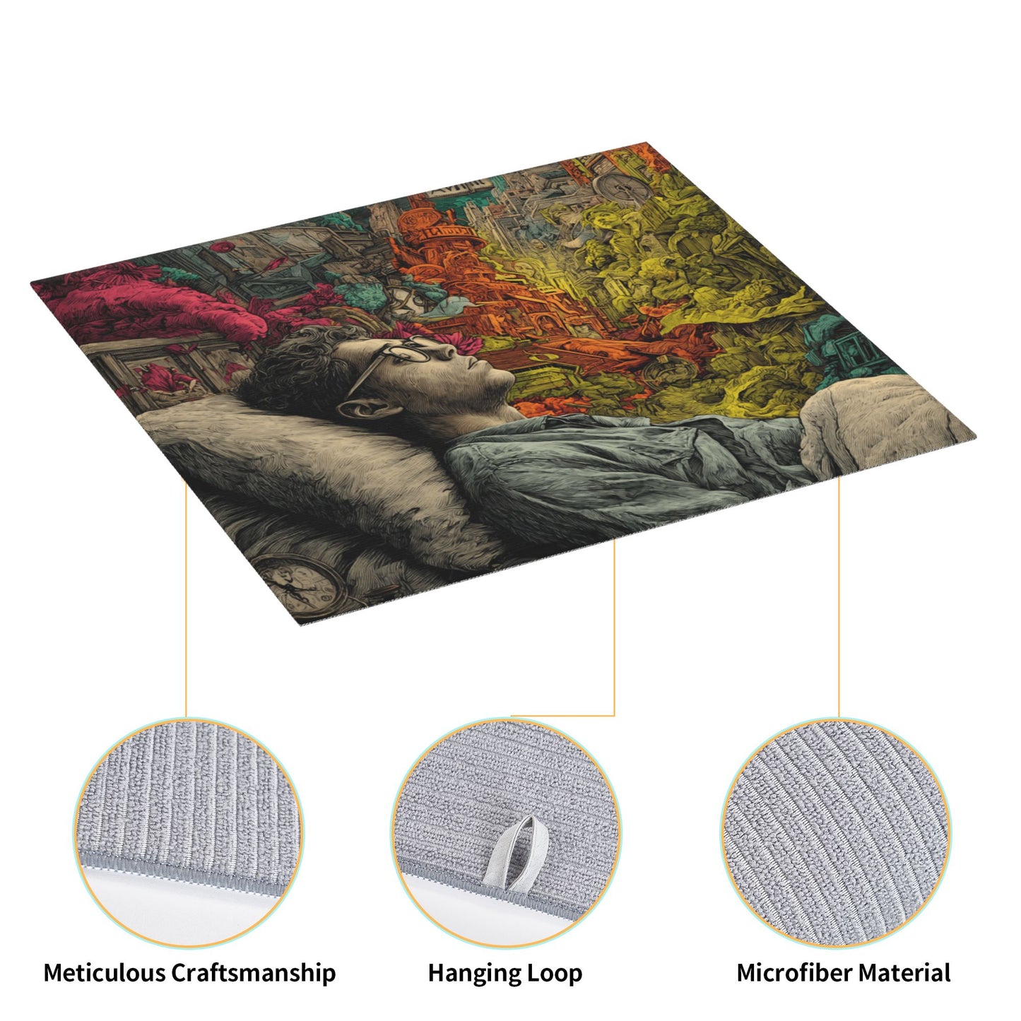 2-Pack Absorbent Dish Drying Mats β Non-Slip Fast-Dry Kitchen Counter Mats β Foldable & Machine Washable β Dream-Inspired Surreal Art Print β 18 x 16 Inches