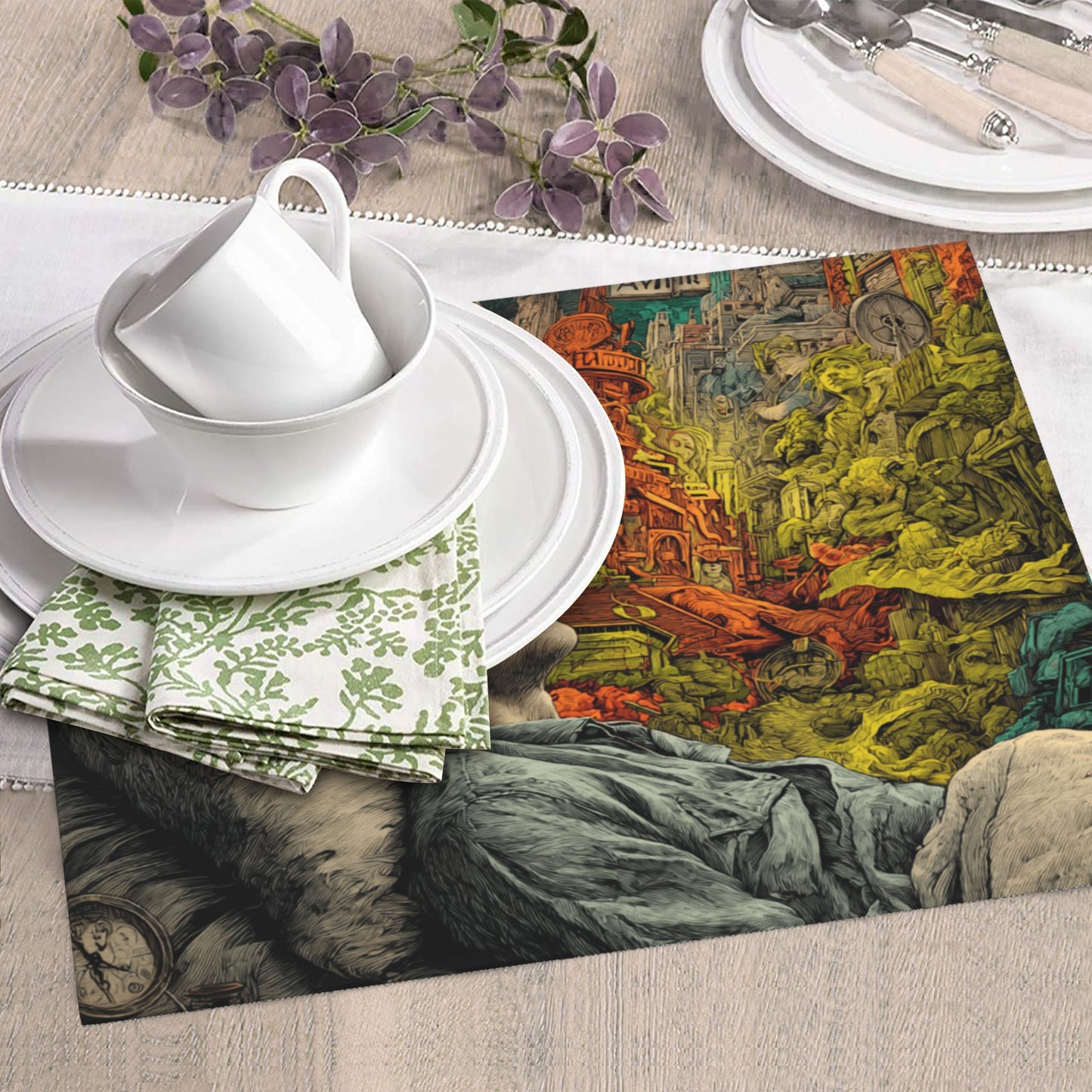 2-Pack Absorbent Dish Drying Mats β Non-Slip Fast-Dry Kitchen Counter Mats β Foldable & Machine Washable β Dream-Inspired Surreal Art Print β 18 x 16 Inches