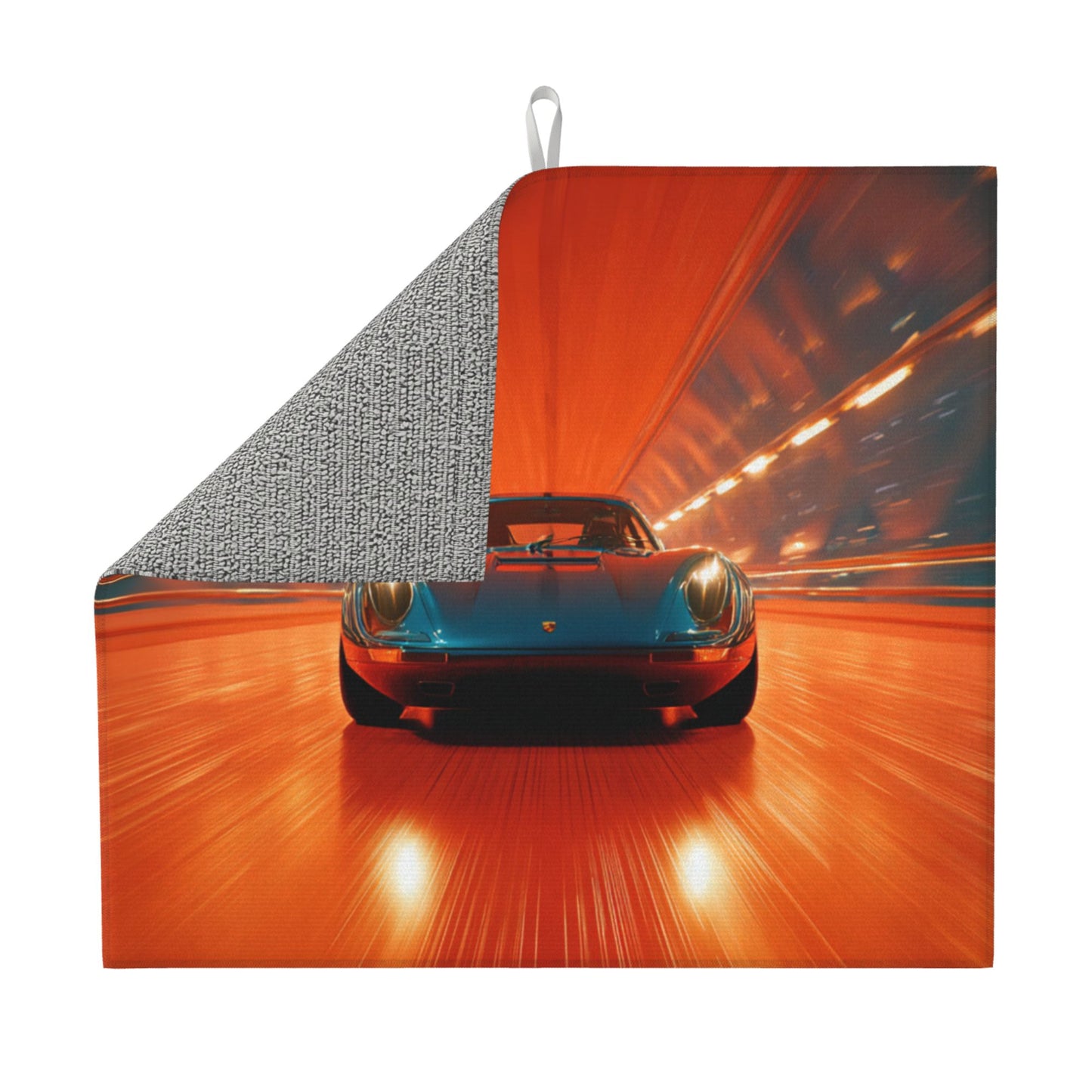 2-Pack Absorbent Kitchen Counter Drying Mats ā Racing Car in Tunnel Design ā Fast-Dry with Hanging Loop ā 18x16 in ā Non-Slip Backing